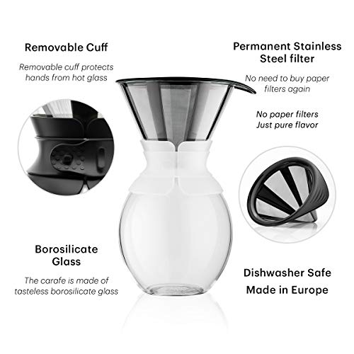 Bodum Pour Over Coffee Maker, 17 Ounce, .5 Liter, Cork Band