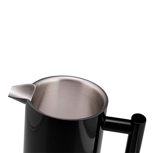 Floh French Press for Coffee & Tea in Black Gloss - 34 Oz Insulated Stainless Steel Coffee Maker